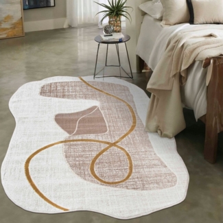 Mazovia Designteppich Modern Unregelmäßig Teppich Weich Teppich für Wohnzimmer Beige Creme, 80 x 150 cm, Fußbodenheizung