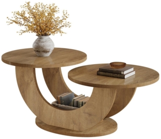 Tribesigns Couchtisch 2-Tier Runde Couchtisch mit U-förmigen Rahmen, Akzent Mitte Tisch