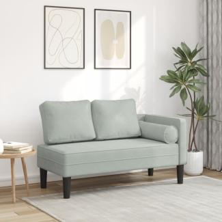 vidaXL Chaiselongue mit Kissen Hellgrau Samt 4007571