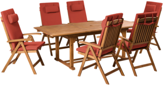 Gartenmöbel Set 6-Sitzer JAVA PREMIUM Akazienholz Rot