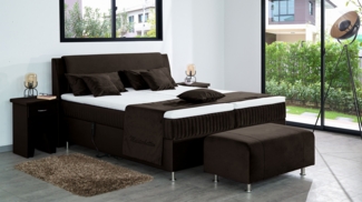 Meisterbetten Boxspringbett Mari 140x200 in VS-Dunkel Braun, Matratzenbezug Mask, Ergoflex-Topper