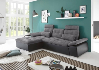 Bega Ecksofa L JAKARTA mit Schlaffunktion schwarz anthrazit