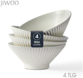JIWOO Schüssel 4er Ø20cm, Japanische Ramenschüssel Suppenschüssel bowl Pastaschüssel, Keramik, (Schüsselset, 4-tlg), Bowl Hochwertiges Schüsseln Grau Schüssel Mikrowellenofen Spülmaschine