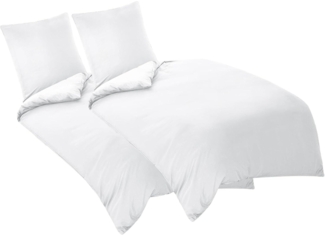 Bettwäsche Set 135x200 Weiß 4tlg mit Reißverschluss, Mikrofaser & weich