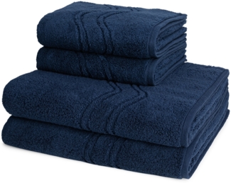 Ross Cashmere feeling 4 tlg. Frottier-Set - 2 X Handtuch (50 X 100cm), 2 X Duschtuch (75 X 140cm) - 520 g/m2 - Nachtblau