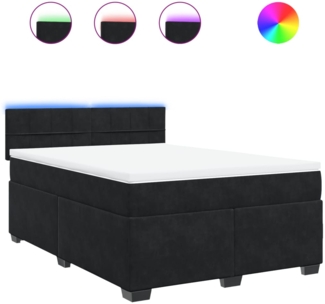 vidaXL Boxspringbett mit Matratze Schwarz 140x200 cm Samt 3288632