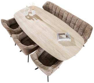 Vintagehaus Esstisch Retro Esstisch Romano 180 cm Travertin Keramik Spider-Gestell