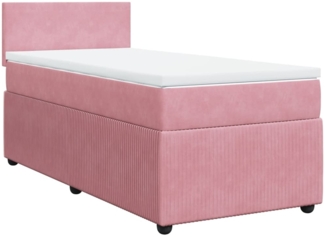 vidaXL Boxspringbett mit Matratze Rosa 100x200 cm Samt 3287661