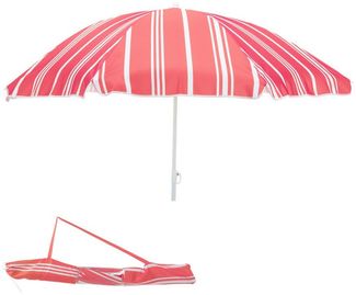 Sonnenschirm rund 1,80m Rot gestreift Polyester knickbar UV Schutz 30+