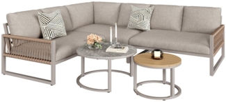 KLAM HOME Gartenlounge-Set Gartenmöbel-Set,Loungeset, Sitzgruppe Möbelset für 6-7 Personen, (5-tlg, 3 2-Sitzer Ecksofa, 2 Couchtisch), geeignet für Gärten, Schwimmbäder und andere Außenbereiche