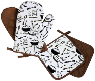 Delindo Lifestyle Topfhandschuhe und Topflappen, Ofenhandschuhe, (4-tlg), Hitzebeständig bis 250 °C für maximal 15 Sekunden