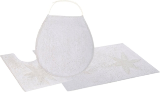 andas Badematte Marie, Höhe 13 mm, rutschhemmend beschichtet, fußbodenheizungsgeeignet, strapazierfähig, Baumwolle, rechteckig, 3-tlg. Stand-WC Set, Badteppich, Stern Motiv, Hoch-Tief-Struktur, auch als Set