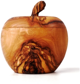 dasOlivenholzbrett Aufbewahrungsdose Dose in Apfelform aus Olivenholz