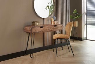 KAWOLA Schminktisch BARA Konsolentisch Mangoholz massiv natur 2 Schubladen 76 x 30 x 120 cm