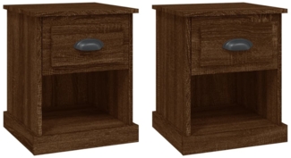 2er-Set Nachttische, Nachtschränke Braun Eiche 39 x 39 x 47,5 cm Holzwerkstoff