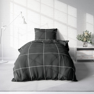 One Home Bettwäsche Winter, Flanell, 2 teilig, modern kariert, kuschelig flauschig warme weiche Baumwolle Biber