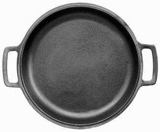 BIG-PAN Servierpfanne Ø40 cm Deckel-Bratpfanne Gusseisen Servierpfanne, Gusseisen