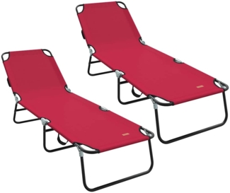 vidaXL Klappbare Sonnenliege 2-Person 2 pcs Rot 56 x 189 x 87 cm Stoff 42003148