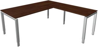 Kerkmann Schreibtisch Form 5 B 1800 x T 800 x H 680-820 mm mit Anbautisch B 1000 x T 600 mm auf 4 Bein-Gestell, Wenge