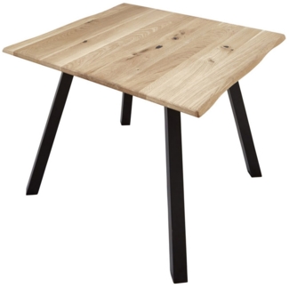 Baumkantentisch Esstisch Wildeiche 80x80 cm schwarz matt EDIK 526909