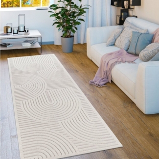 Paco Home Teppich Livorno 674, rechteckig, Höhe: 14 mm, Uni Farben, moderner Hoch-Tief-Effekt, Scandi-Look, Outdoor geeignet