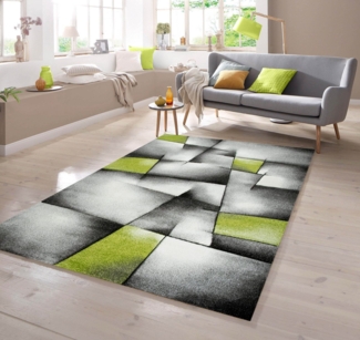 TeppichHome24 Teppich Designer Teppich mit Konturenschnitt in grün weiß grau schwarz, rechteckig