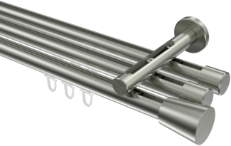 Innenlauf-Gardinenstangen-Set Siteno Sitra 200 cm, 3-läufig, 20 mm Ø Edelstahl-Optik