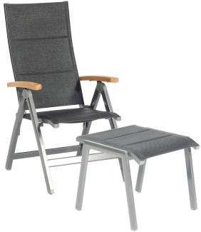 Sonnenpartner Klappsessel Sierra mit Fußhocker Aluminium mit Textilen anthrazit Klapp-Sessel Klappst