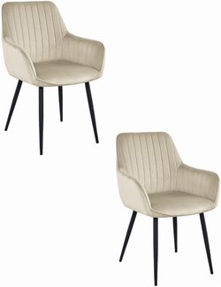 Valora SELO Stuhl, beigefarbener Samt, schwarze Beine, 2er-Set