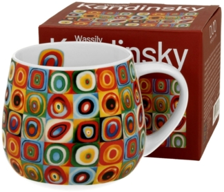 DUO ART GALLERY Fassbecher 430 ml SQUARES WITH CIRCLES inspired by W. Kandinsky, New Bone China Porzellan