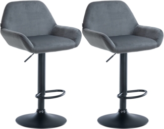 DELUKE® Barhocker 2er Set DUBLIN - Dunkelgrau, Samt, Schwarz Barhocker mit Lehne Barstuhl Tresenhocker Tresenstuhl Kneipenhocker Kneipenstuhl