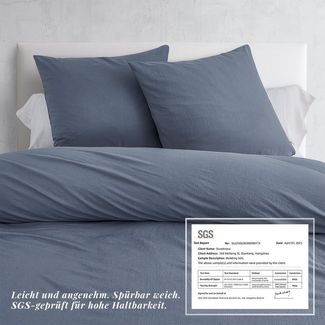 Topfinel Bettwäsche Bettwäsche 135x200 4teilig weiche Vorgewaschene Hautfreundlich, 4 teilig, 2 Bettbezüge 135 x 200 2 Kissenbezüge 80x80 Reißverschluss Blau-grau