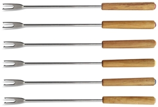 Fleisch - Fonduegabeln MODESSA mit Holzgriffen im 6er Set / Fleischfonduegabel / Fonduebesteck / KELA