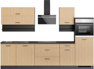 KOCHSTATION Küchenzeile KS-Frieda Breite 300 cm, wahlweise mit E-Geräten, mit 38mm starker Arbeitsplatte