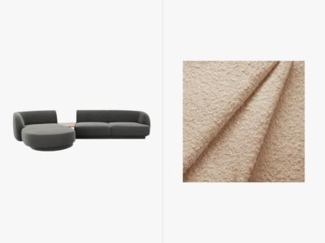 Micadoni Modulares Sofa Links Miley mit Recamiere 3-Sitzer Links Boucle Beige
