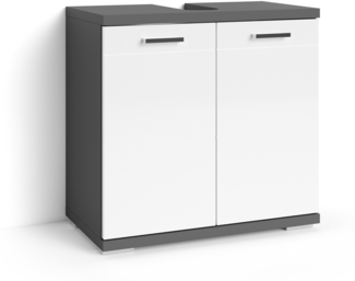 Waschbeckenunterschrank >NEBRASKA< in Anthrazit/Weiß 60 x 59 x 31,5 cm (BxHxT)