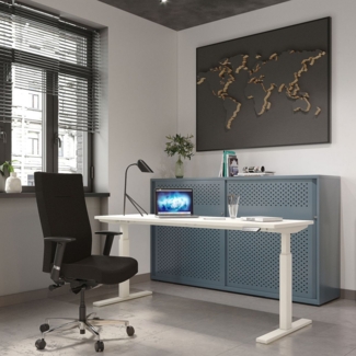 Bisley E-WonderTech elektrisch höhenverstellbarer Schreibtisch 180x80 cm in schwarz/weiß - Elektrischer Tisch höhenverstellbar mit Memory-Funktion, EWT251808-333-005