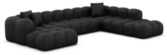 Leder Wohnlandschaft Formentera XXL, Kunstleder, Schwarz, Rechts