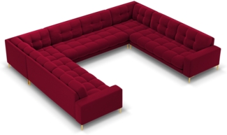 Micadoni Wohnlandschaft Mamaia 9-Sitzer Samtstoff Rot Metall Gold