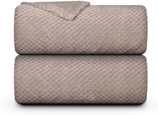 Kuscheldecke Flanell Decke 150x200cm ( Sandgrau ) Flauschige Struktur Wohndecke für Sofa, Couch und Bett, Tagesdecke OEKO-TEX - Sofaüberwurf