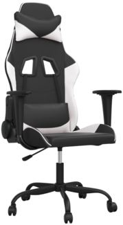 vidaXL Gaming-Stuhl mit Massagefunktion Schwarz und Weiß Kunstleder 345404