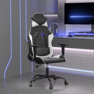 vidaXL Gaming-Stuhl mit Massagefunktion Schwarz und Weiß Kunstleder 345404