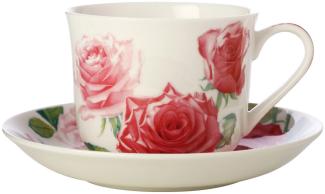 Maxwell & Williams JY0032 Tasse mit Untertasse 480ml Rose FLORIADE Bone China Porzellan, in Geschenkbox