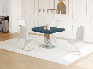 Vente-unique - Esstisch ausziehbar - Glas & Metall - Grau - TALICIA