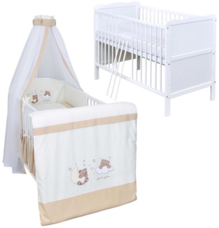 Baby-Delux Komplettbett Babybett Jack Komplettset, 10-tlg, Kinderbett 70x140 cm weiß, Bettset verschiedene Designs