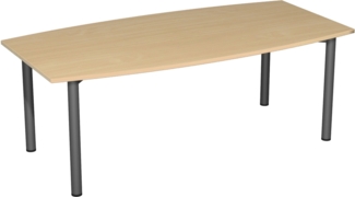 Konferenztisch Rundfuß, Faßform, 200x80-1200cm, Buche Anthrazit