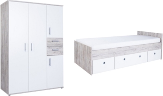 arthur berndt Jugendzimmer-Set Jugendzimmer-Set »Bente« 2-teilig, (2-tlg), Eiche-Sand/Weiß Nachbildung
