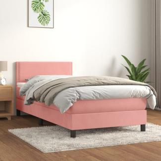 vidaXL Boxspringbett mit Matratze Rosa 100x200 cm Samt 3141232
