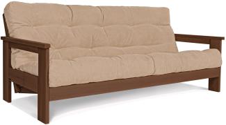 Marior HOME 'MEXICO' Klappsofa, Buchenholz, Walnussfarbe, Beige