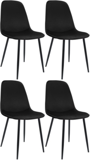 4er Set Esszimmerstuhl RAZON - Samt Schwarz 45x54x88 cm | Essstühle Esszimmerstühle Küchenstühle Wohnzimmerstühle